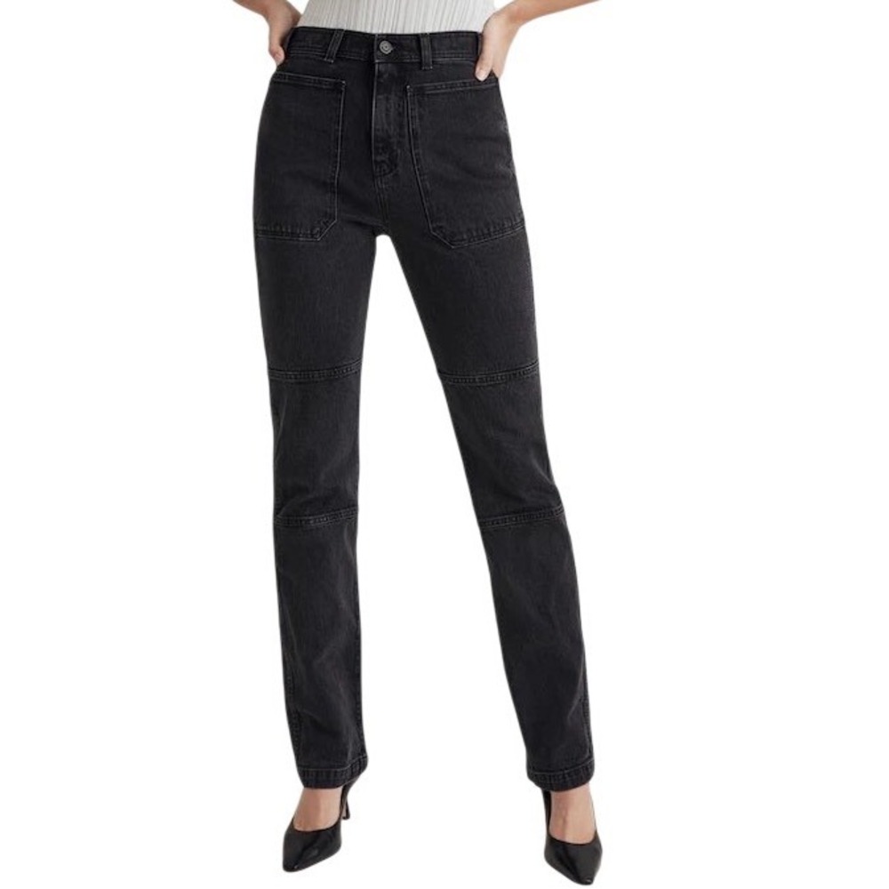 NWT Madewell Women's 90s Straight Utility Jeans Black Denim Size 24 Casual